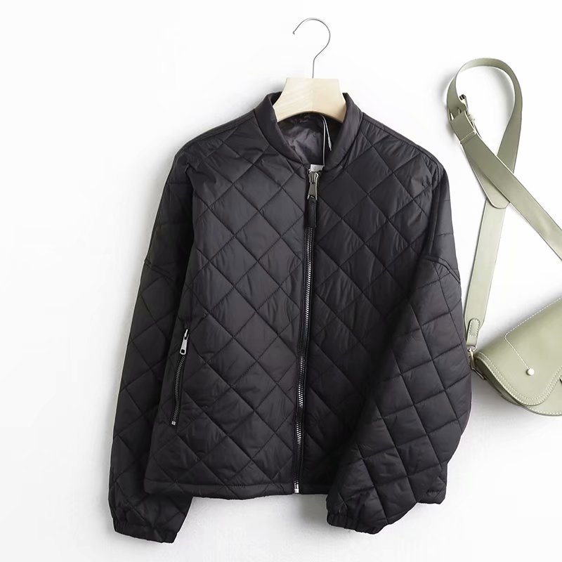 Manteau Femme Zippé à Col Montant Ample — Veste d'hiver Femme