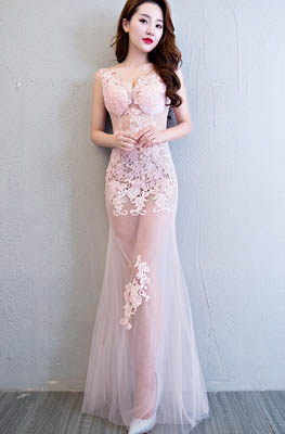 Robe de Soirée pour Femmes - Jupe Longue Transparente Sexy