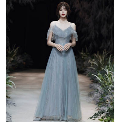 Robe de Soirée Longue pour Graduation en Gris Foncé