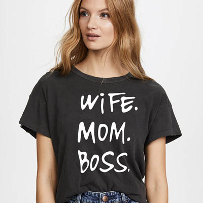 Blouse Femme à Imprimé Lettre à Col Rond et Manches Courtes — Accessoires de mode