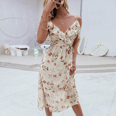 Simplee Off Shoulder Floral Print Summer Dress for Women — Womens Dresses