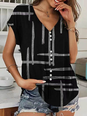 Striped V-Neck Short-Sleeve T-Shirt — Mens T Shirts