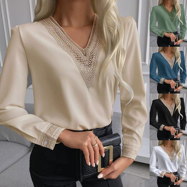 Chemise à manches longues en dentelle en blanc, noir, khaki, vert, bleu — Chemises habillées pour hommes
