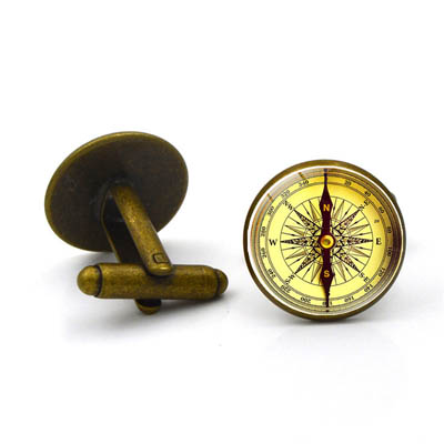 Fashion Compass Time Gem Metal Cufflinks — Fashion Accessories