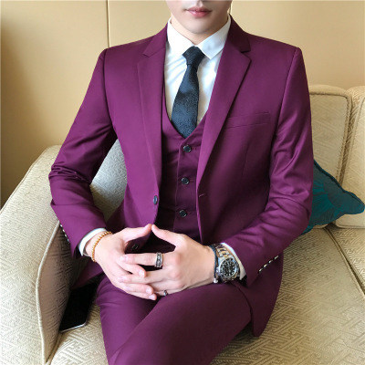 Costume de mariage rouge pour jeunes - Ensemble trois pièces