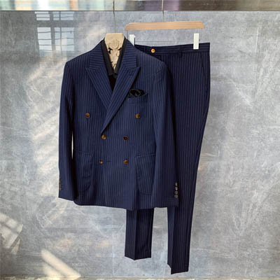 British Style Striped Double-Breasted Blazer for Youth — Mens Suits & Blazers