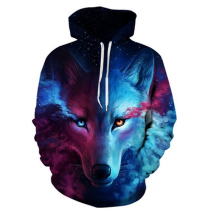 Sweat à Capuche 3D Imprimé Wolf pour Hommes