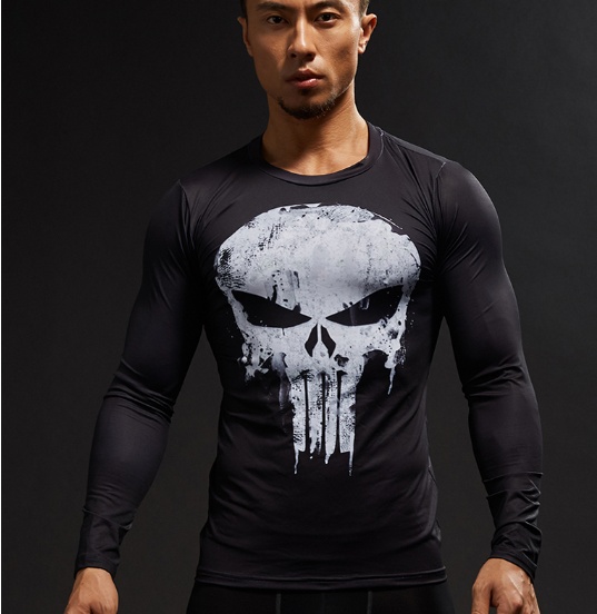 Punisher Men's Compression Long Sleeve Workout Shirts