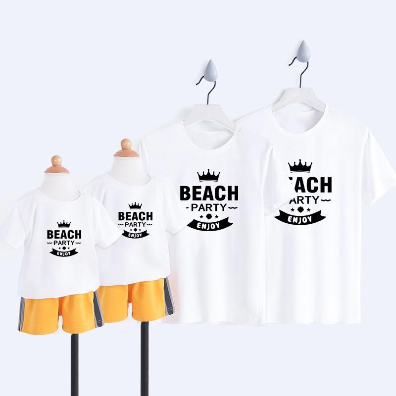 T-Shirt Parent-Enfant à Col Rond avec Imprimé Lettre Couronne — T-shirts pour hommes