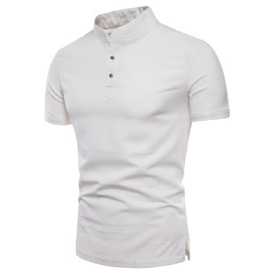 Casual Slim Solid Color Stand-Up Collar Shirt — Mens Casual Shirts
