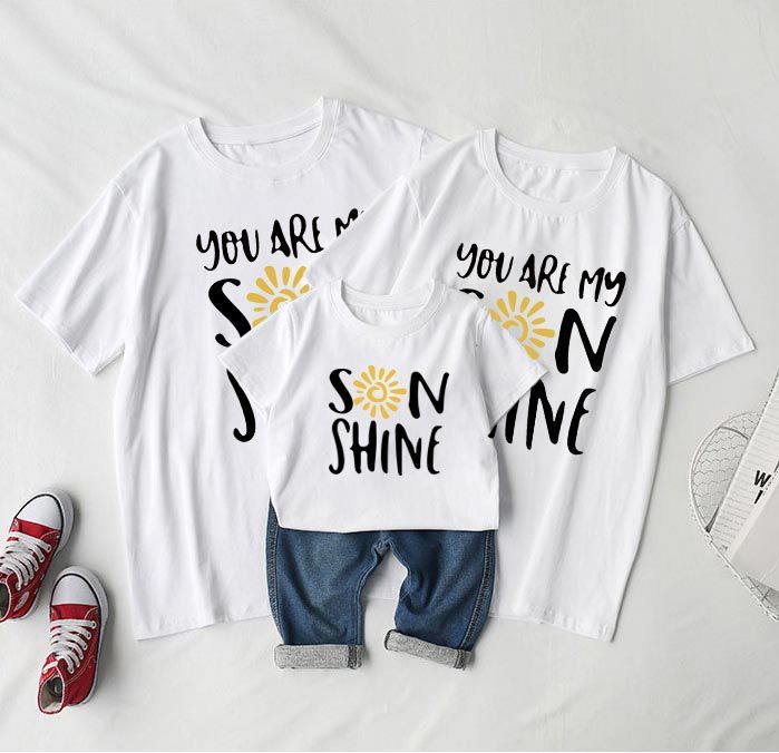 Ensembles Parent-Enfant à Manches Courtes avec Imprimé Solaire — T-shirts pour hommes
