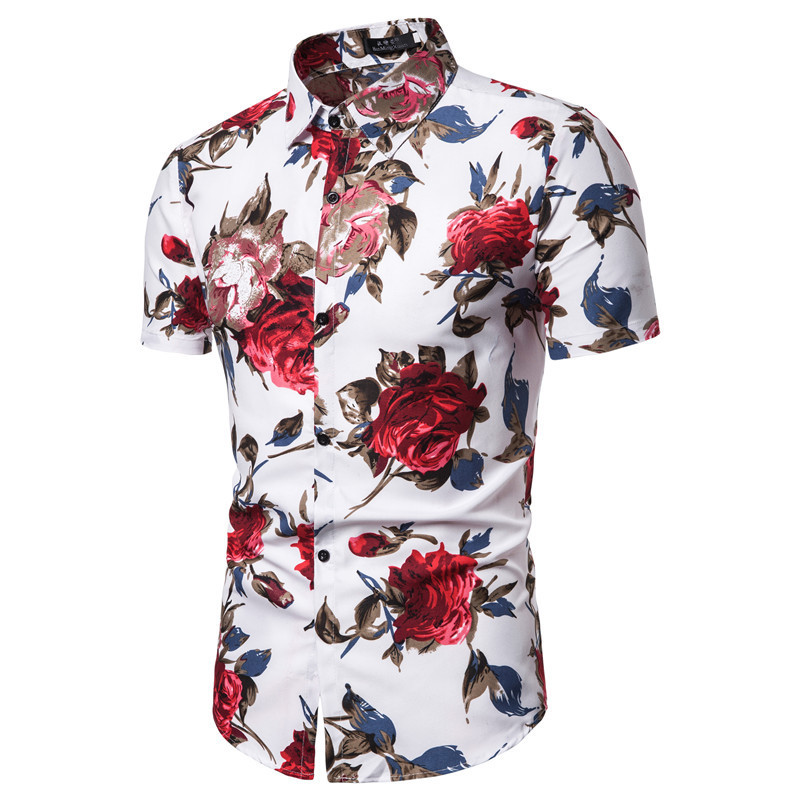 Chemise de Plage à Manches Courtes à Motif Floral