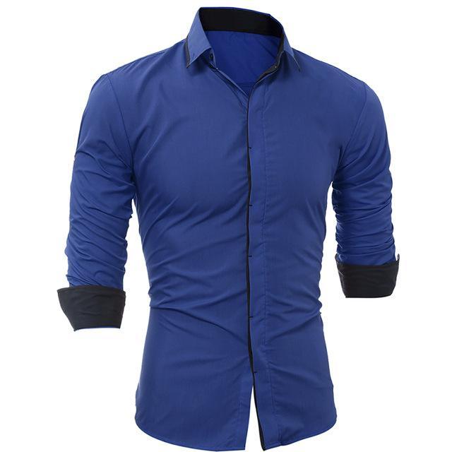 Chemise à col boutonné pour homme à manches longues Fashion — Chemises habillées pour hommes