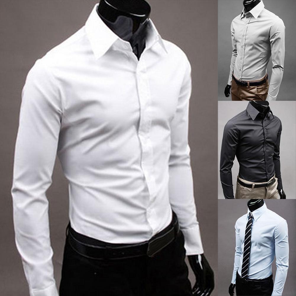 Chemise décontractée à manches longues pour hommes en couleurs bonbon — Chemises habillées pour hommes
