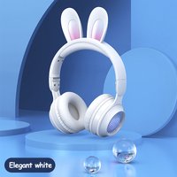 Casques sans fil RGB Oreilles de Lapin avec Microphone et Lecture par Carte SD — Écouteurs sans fil