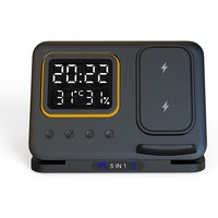 Station de Charge Sans Fil 5-en-1 avec Affichage LED et Température — Chargeur sans fil