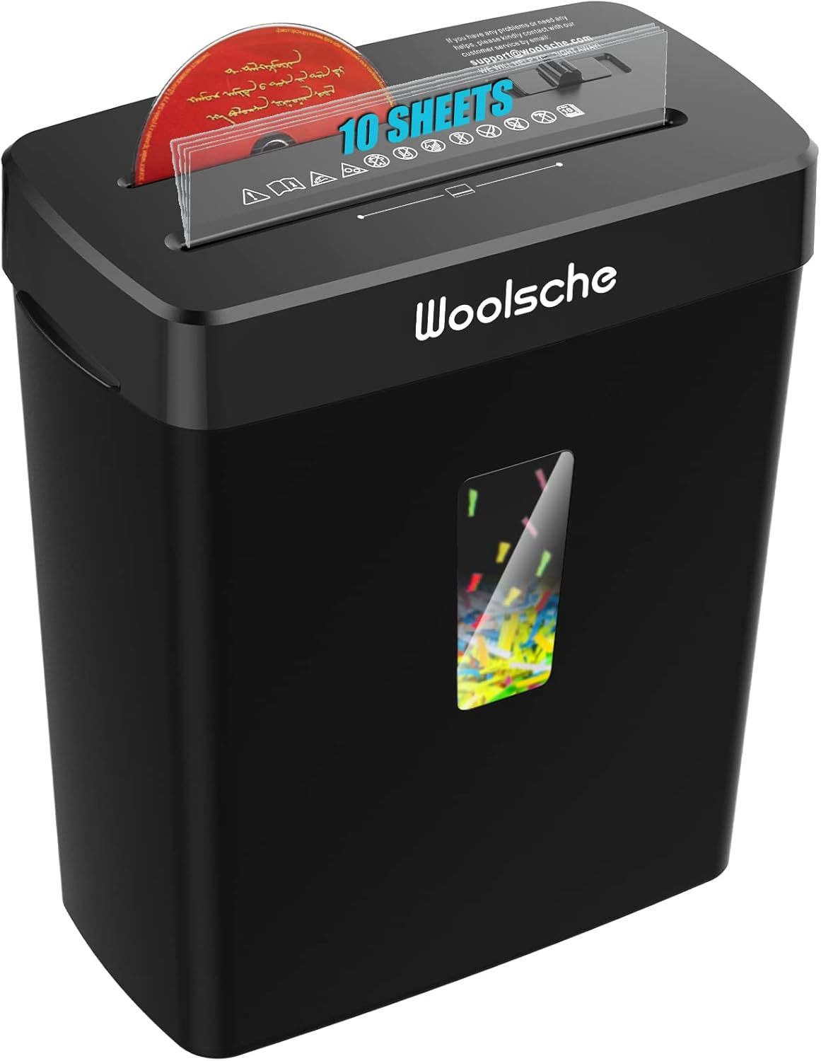 Cross-Cut Paper Shredder with P-4 Security, 10-Sheet Capacity, and Jam-Resistant Design for Home & Office