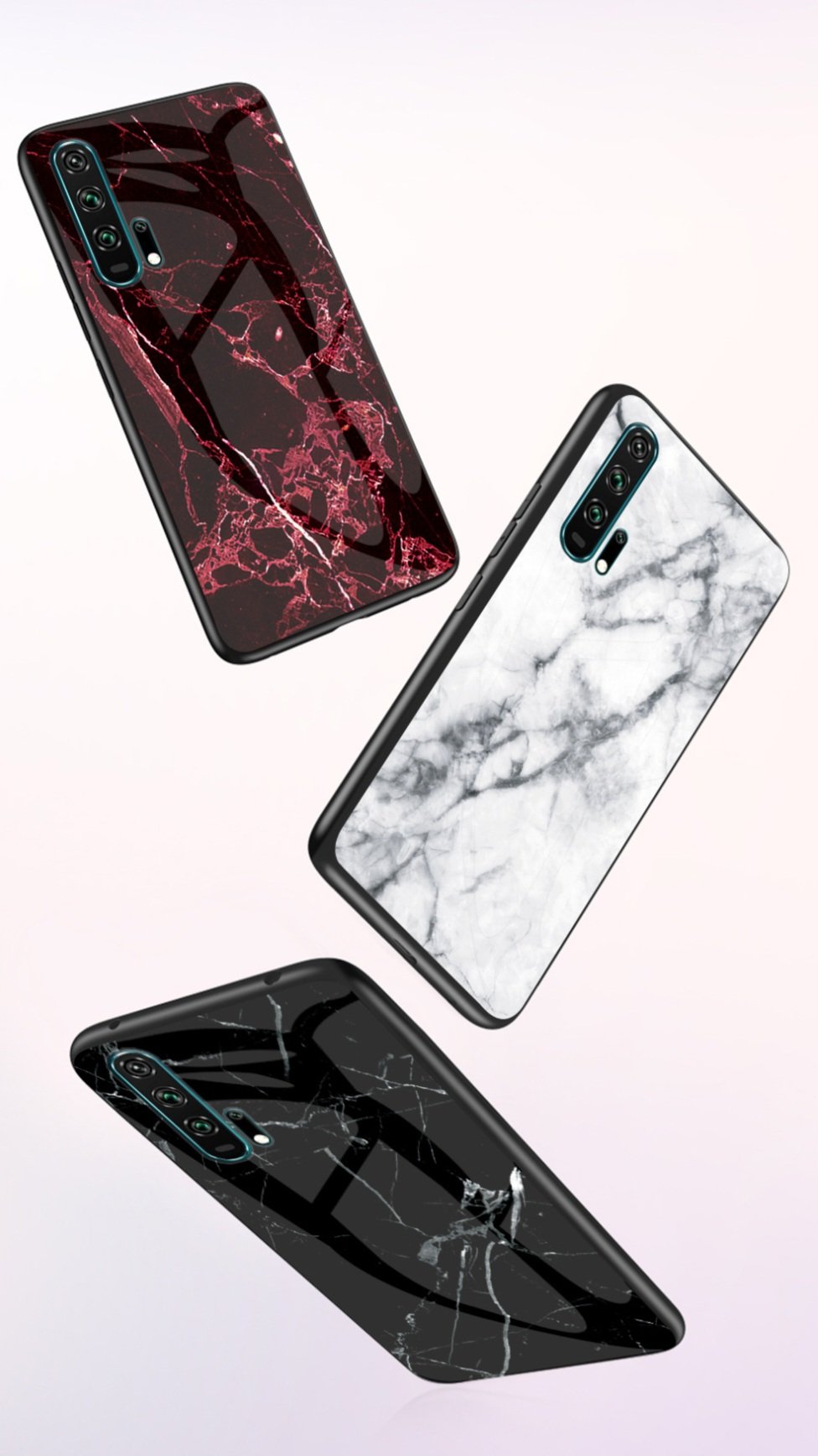 Honor 20 / 20 Pro Marble Tempered Glass Phone Case with Shock Protection — Phone Case