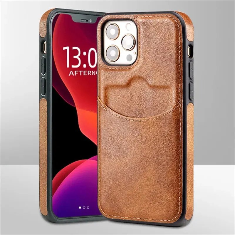 Étui de portefeuille iPhone en cuir PU premium avec porte-cartes — Portefeuille Homme