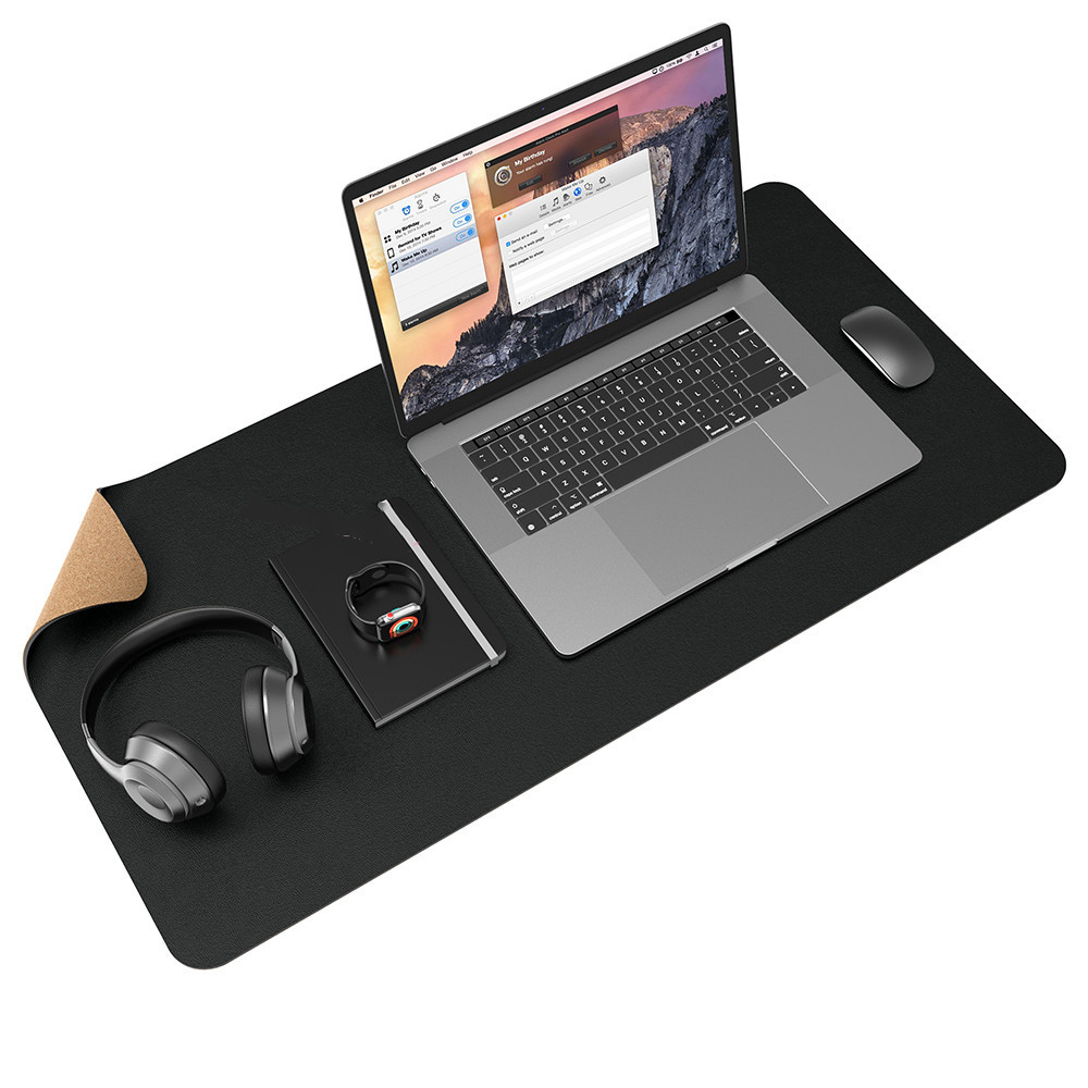 Tapis de Bureau en Liège et Cuir | Grand Tapis de Travail en Couleurs Unies — Accessoires pour ordinateurs portables