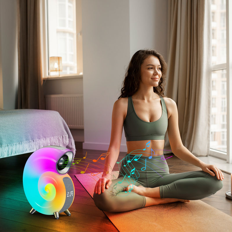 Haut-parleur d'ambiance intelligent Conch avec lumière RGB et réveil — Haut-parleur Bluetooth portable