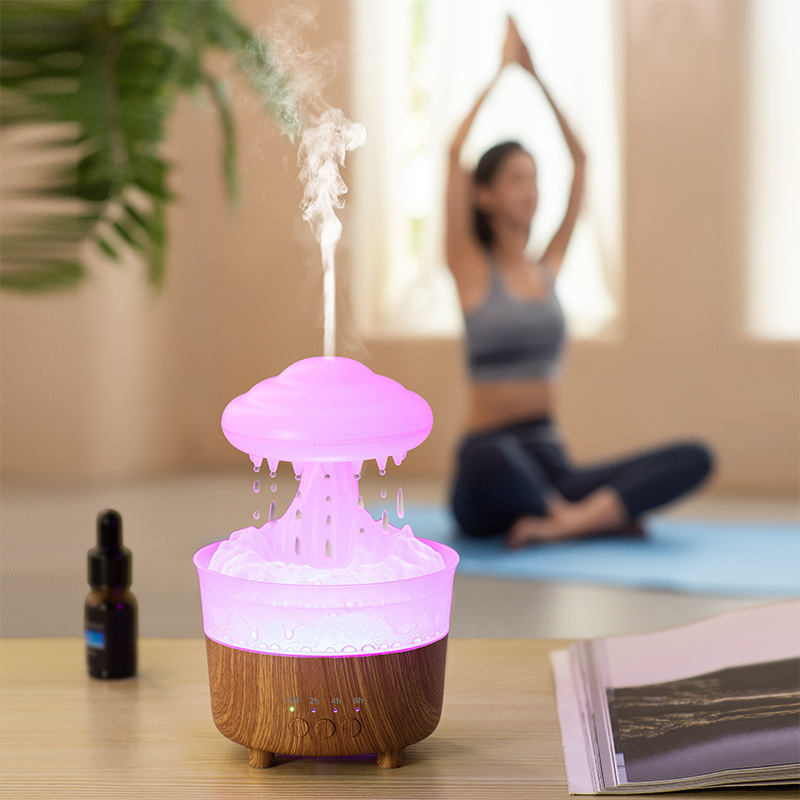 Zen Cloud Raindrop Humidifier & Essential Oil Diffuser with 7-Color LED Night Light — Humidifier