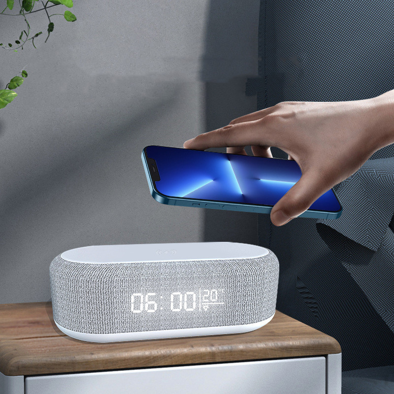 Multifunction Wireless Charging Station with Bluetooth Speaker, Nightlight & Alarm Clock