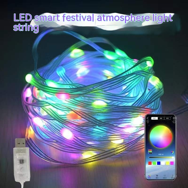 Guirlandes LED RGB intelligentes avec contrôle vocal et application — Veilleuses et lampes galaxie