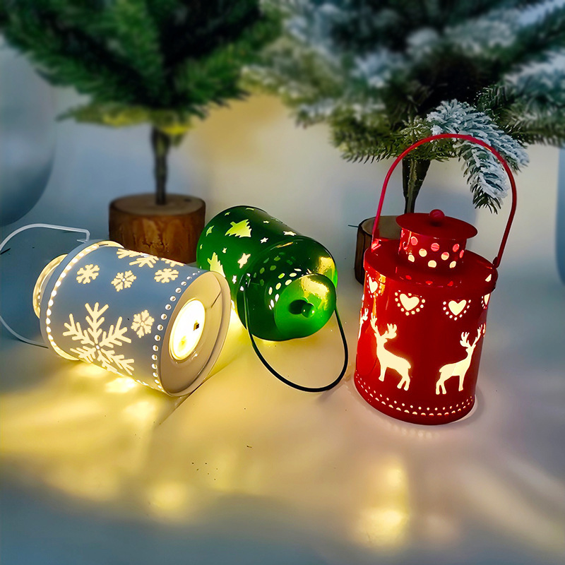 Nordic-Inspired LED Christmas Lantern with Flickering Candle Effect — Scented Candles