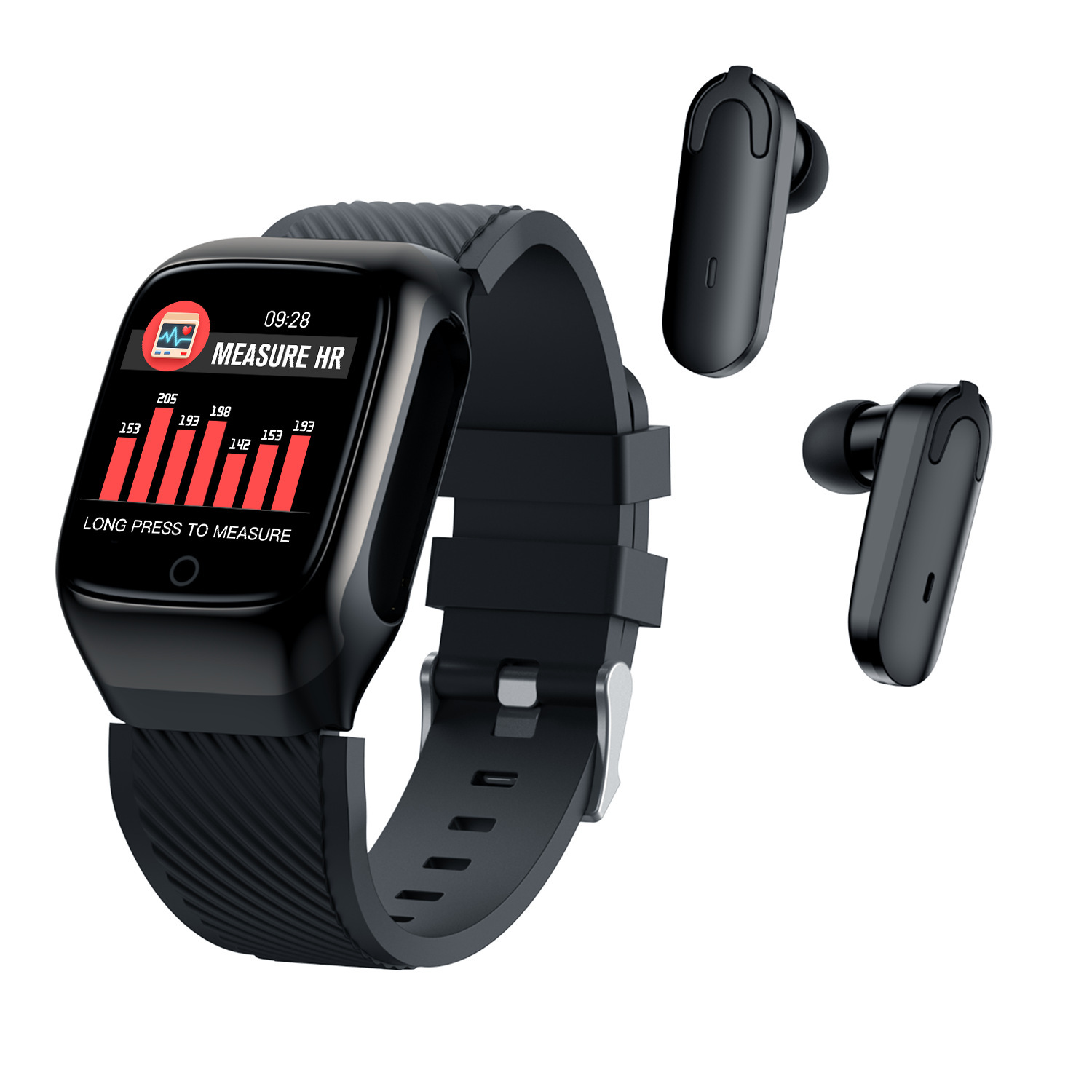 Smartwatch with Integrated Wireless Earbuds and HD Color Display