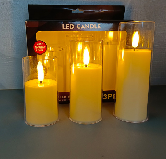 Ensemble de lampes à bougie LED sans flamme avec tasses décoratives — Bougies parfumées