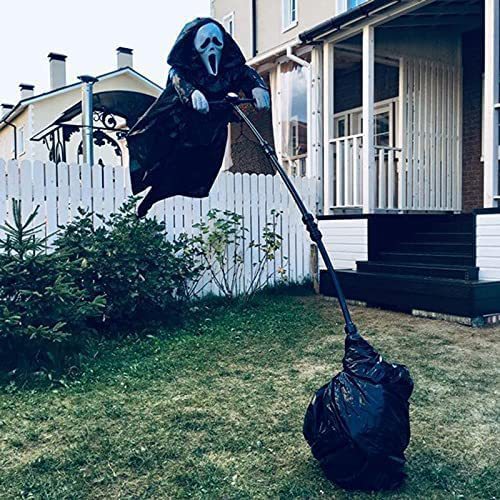 Animated Screaming Skull Scarecrow Outdoor Halloween Decoration & Bird Repeller