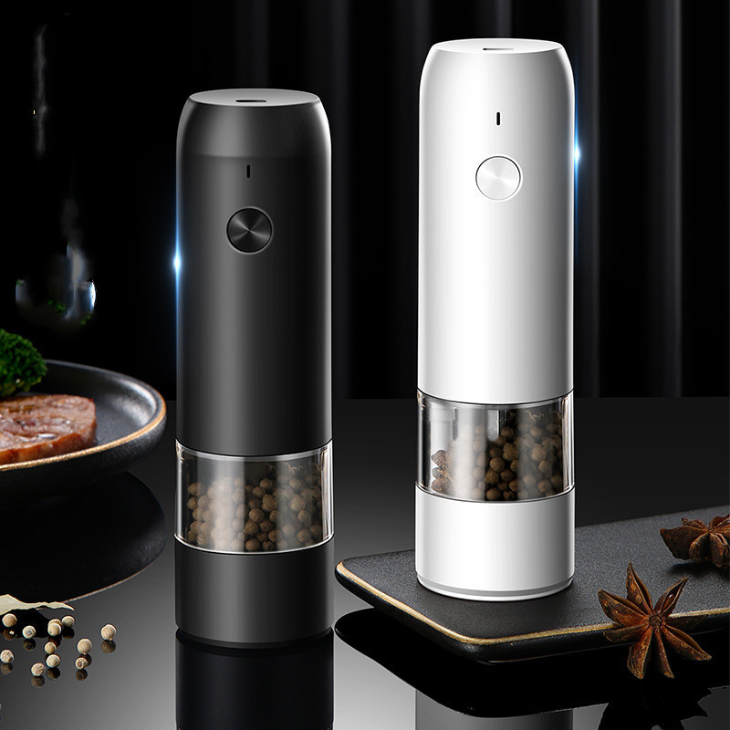 USB Rechargeable Electric Salt & Pepper Grinder with Adjustable Coarseness and LED Light
