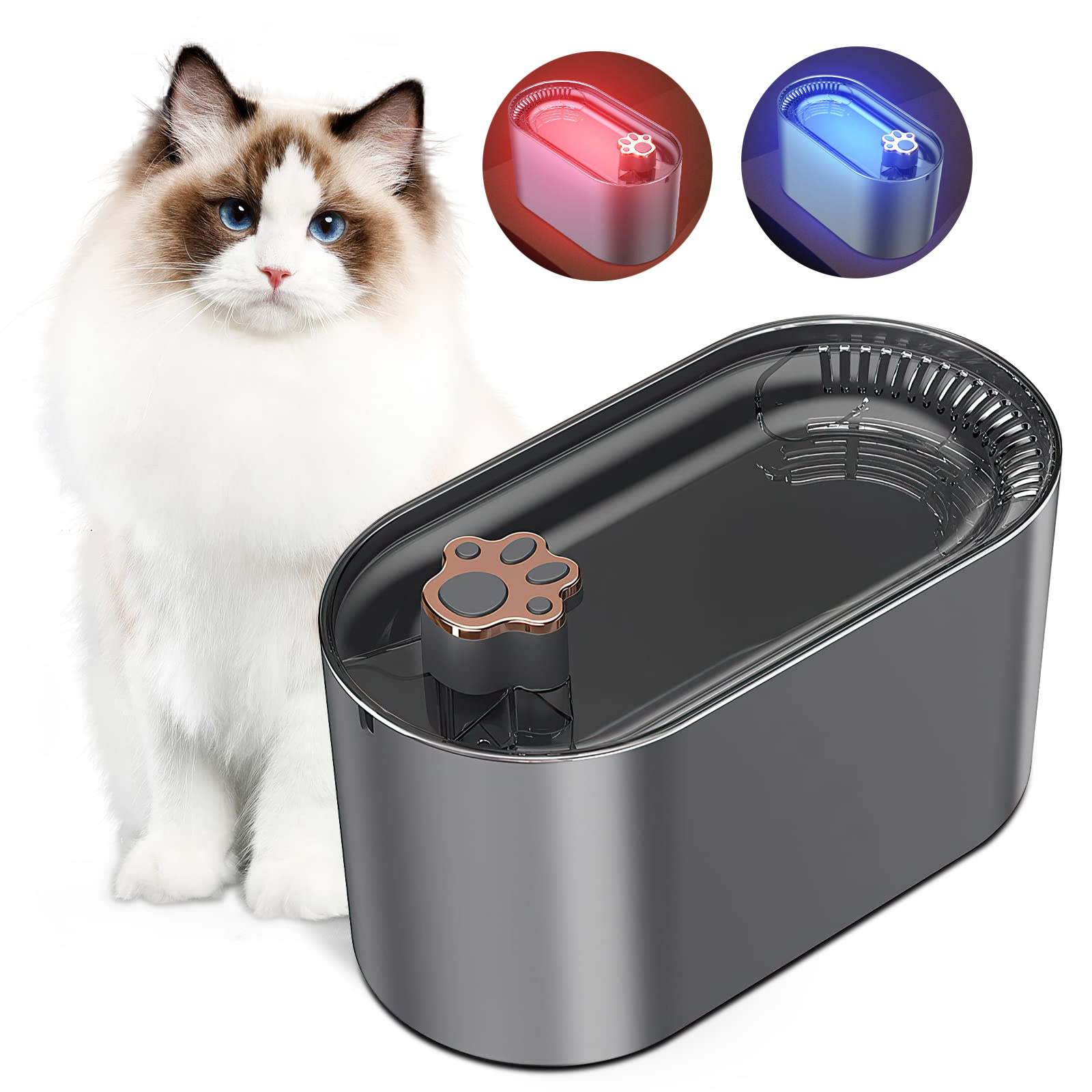 Fontaine à eau automatique 3L avec indicateur LED pour chiens et chats — Fontaine d'eau pour animaux de compagnie