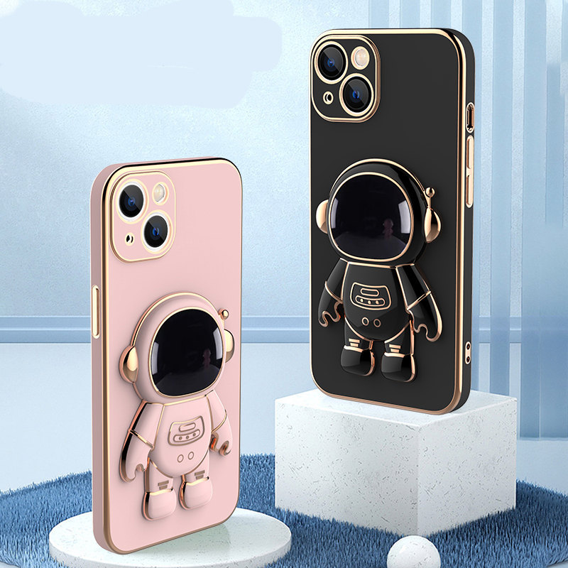 3D Astronaut iPhone Case with Integrated Kickstand & Electroplated Finish