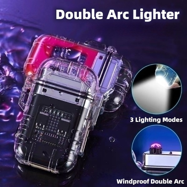 Briquet Étanche à Double Arc avec Lampe Intégrée — Outils de camping