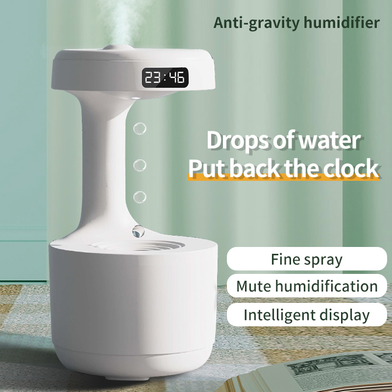 Anti-Gravity Humidifier & Aroma Diffuser with Digital Clock | Quiet Operation for Home & Office