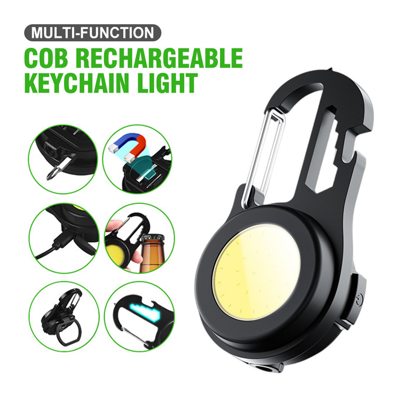 Compact 6-in-1 COB Keychain Flashlight & Work Light