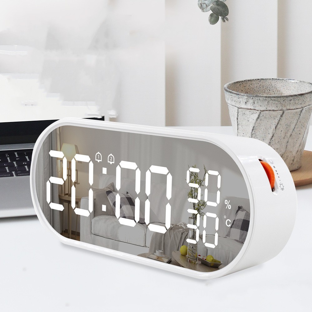 Smart LED Mirror Alarm Clock with Temperature & Humidity Display