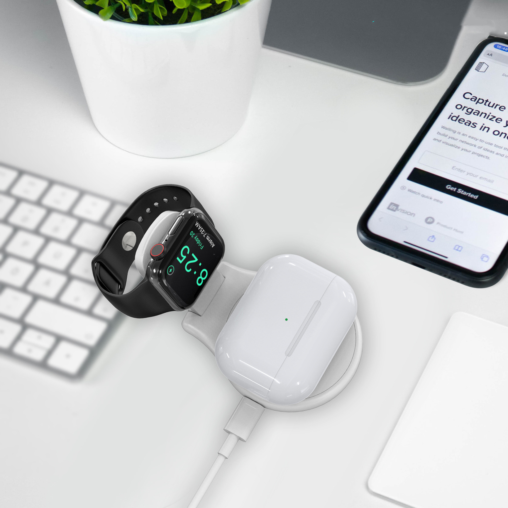 Station de Charge Sans Fil Magnétique 3-en-1 Pliable pour Appareils Apple — Chargeur sans fil
