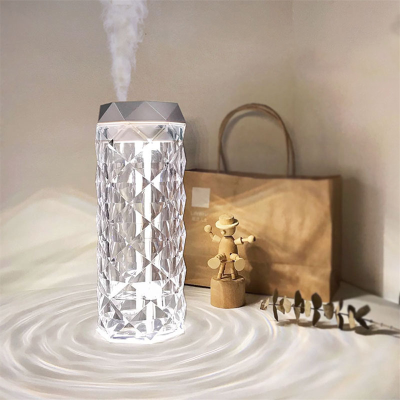 Humidificateur et Lampe Crystal Rose avec Contrôle Tactile — Humidificateurs