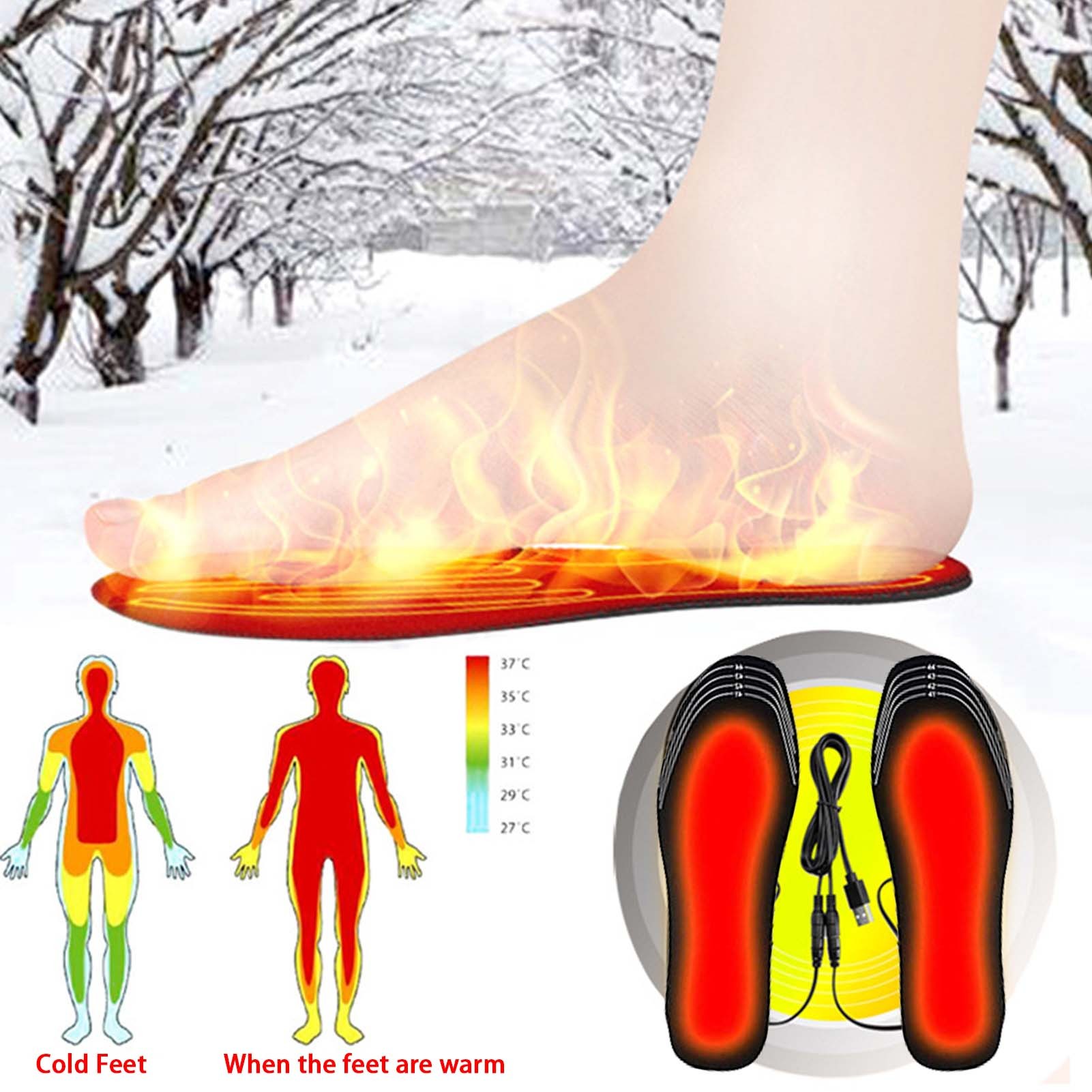 Semelles chauffantes rechargeables USB pour chaussures d'hiver — Chaussures décontractées pour hommes