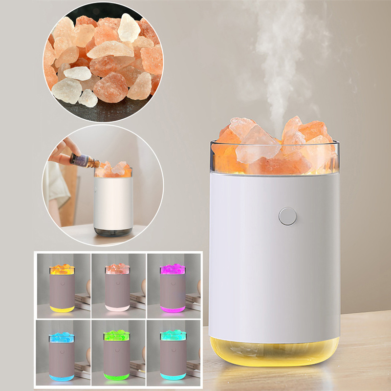 Humidificateur Ultrasonique et Diffuseur d'Aromathérapie en Pierre de Sel Cristal — Humidificateurs