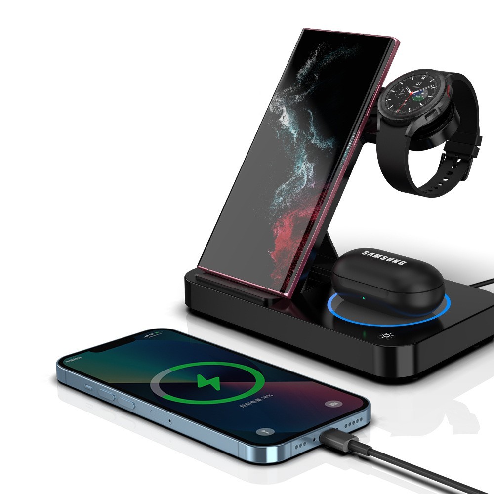 Station de Charge Sans Fil Pliable 4-en-1 pour Appareils Apple & Samsung — Chargeur sans fil