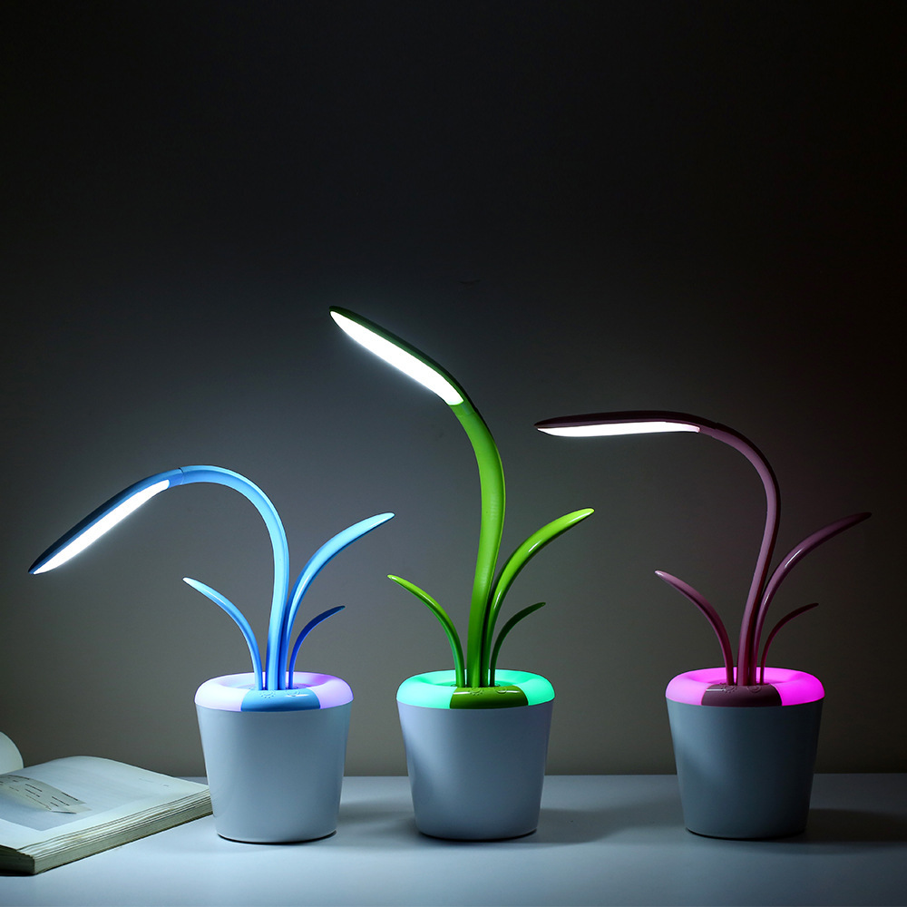 Lampe de Bureau LED Sans Fil Moderne avec Contrôle Tactile et Lumière Ambiante — Lampe de bureau menée