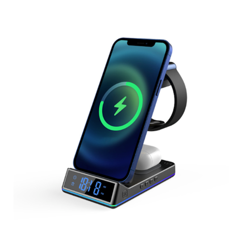6-in-1 Multi-Device Wireless Charging Hub with Night Light & Alarm Clock — Audio Amplifiers & DACs