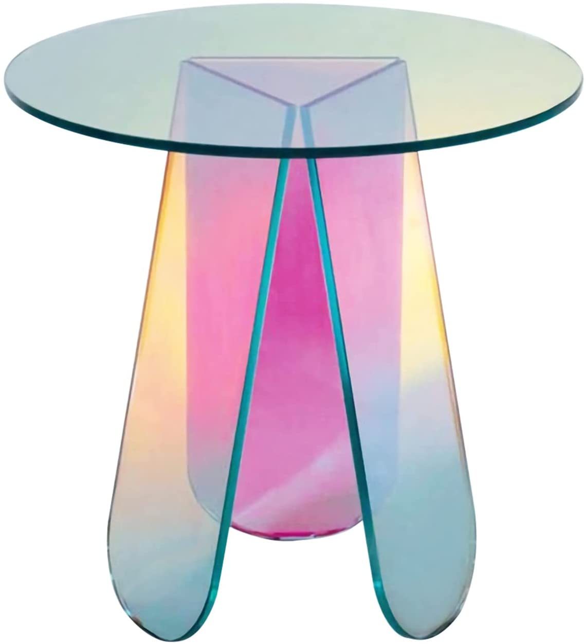 Iridescent Acrylic Round Coffee Table – Modern Accent & Side Table