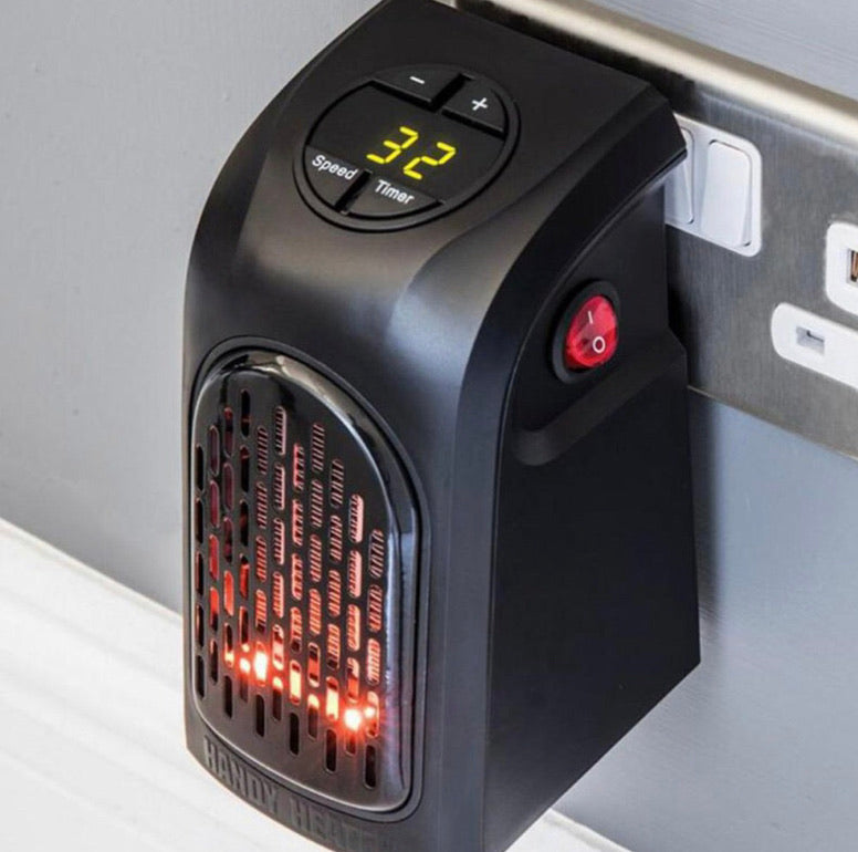 Compact Ceramic Plug-In Space Heater with Adjustable Thermostat & Timer