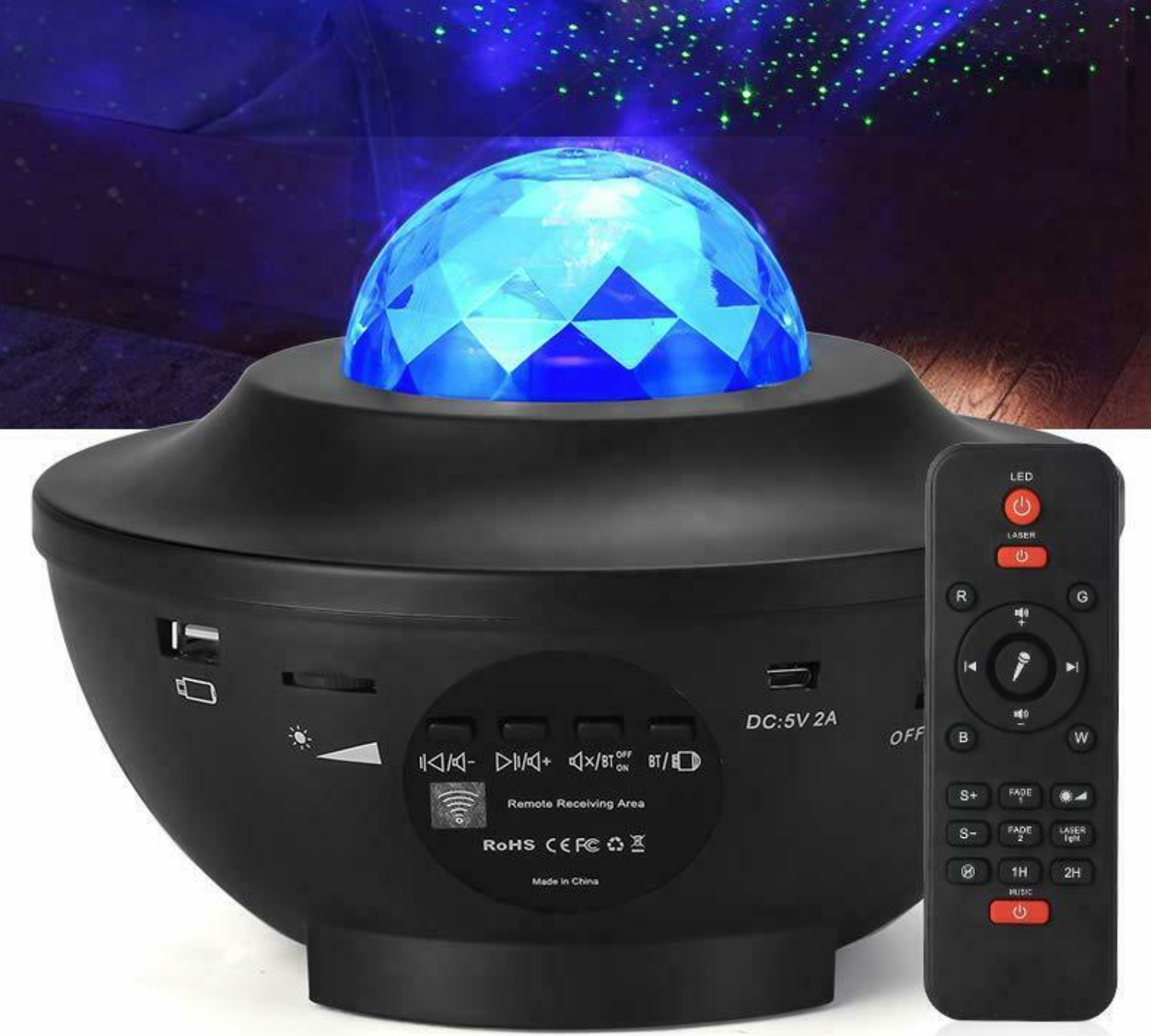 Starry Sky Projector with Bluetooth Speaker & Remote Control