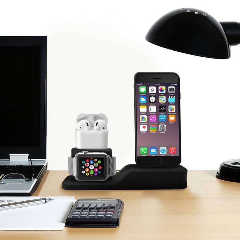 Integrated 3-in-1 Charging Dock & Organizer for Apple Devices — Storage Organizer